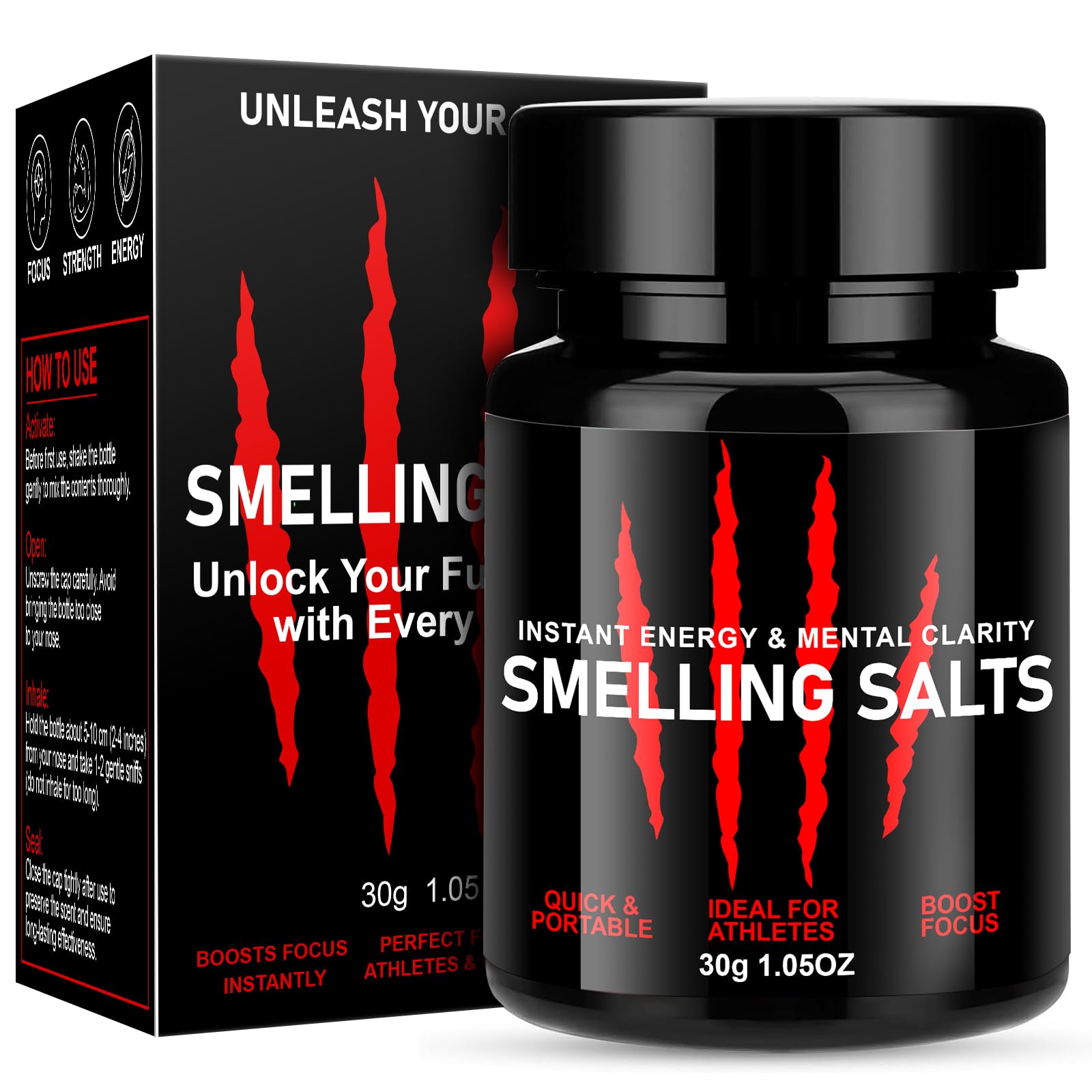 Enhanced Focus & Explosive Force, Activate Before Smelling, Instant Energy,Potent Salts Wake Up for Athletes, Salts for Athletes in Hockey, Weightlifting and Powerlifting-30g-Red-H99