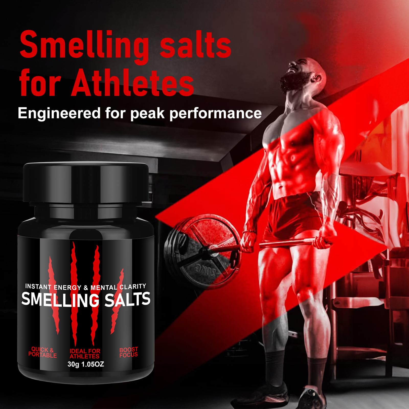 Enhanced Focus &amp; Explosive Force, Potent Salts Wake Up for Athletes, Salts for Athletes in Hockey, Weightlifting and Powerlifting - Activate Before Smelling, Instant Energy-30g-Red-96